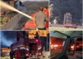 مشارکت نیروهای آتش‌نشانی منطقه لرستان در اطفای حریق حادثه آتش‌سوزی شرکت اکسین پالایش زاگرس